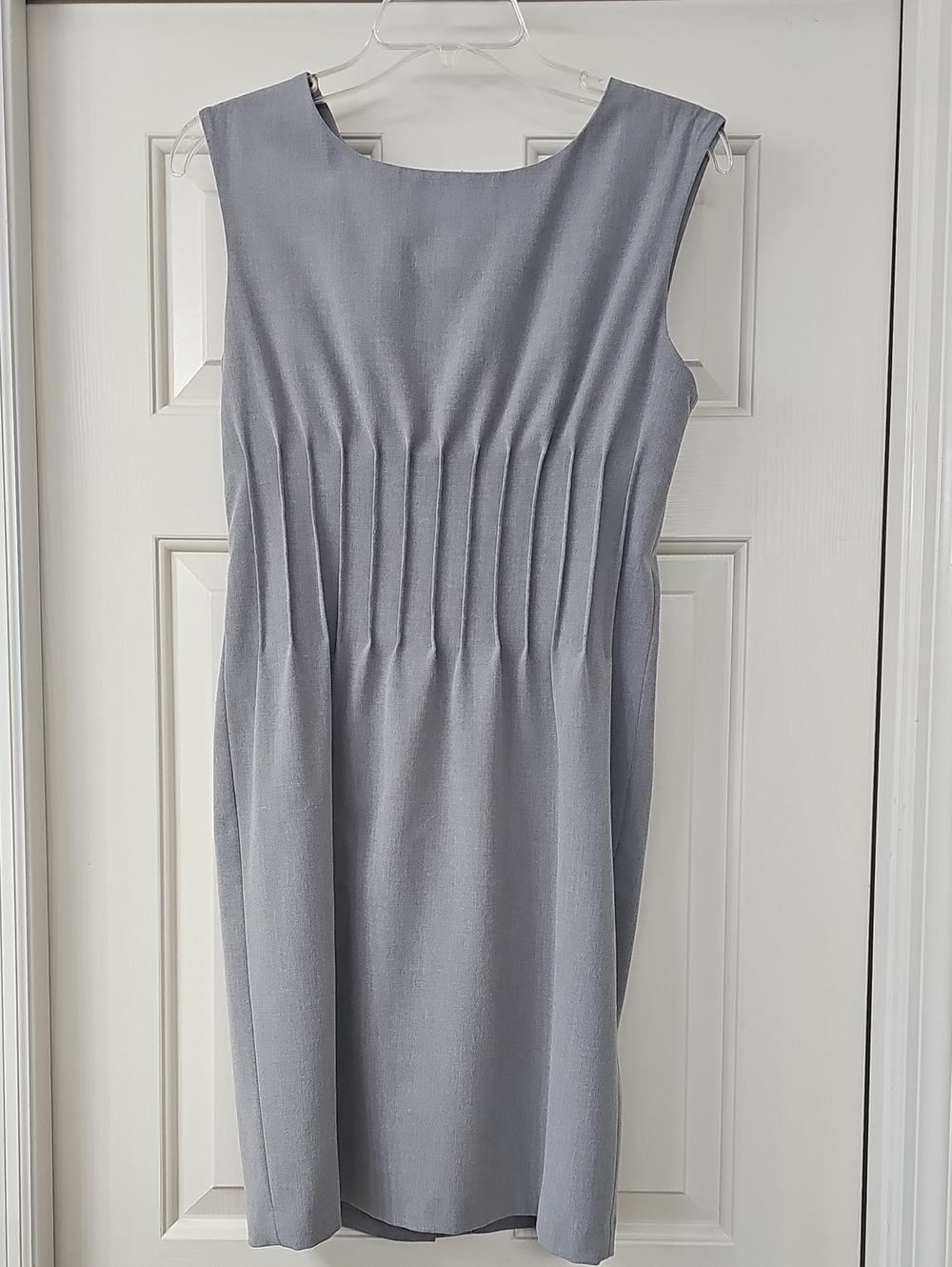 new directions Light Gray Sleeveless Pleated Sheath Dress